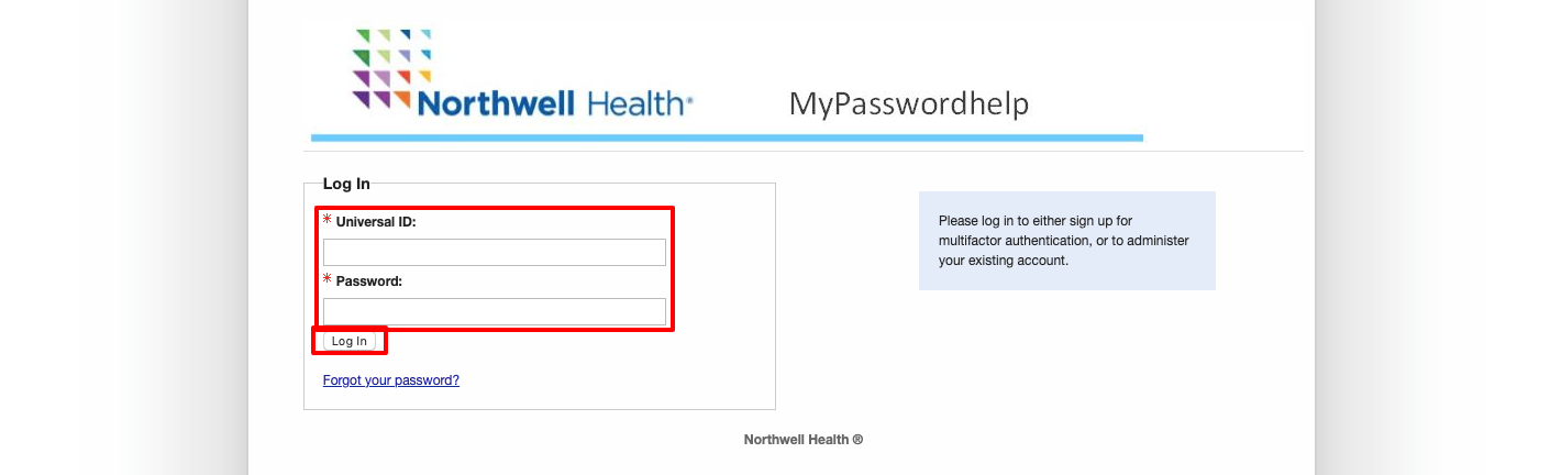 northwell health change password