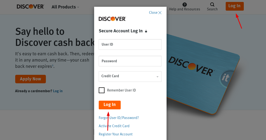 Gap Discover cash back card login