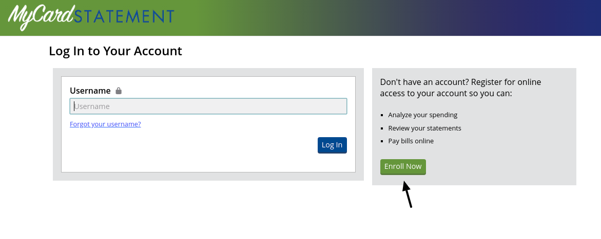 My Card statement Enroll